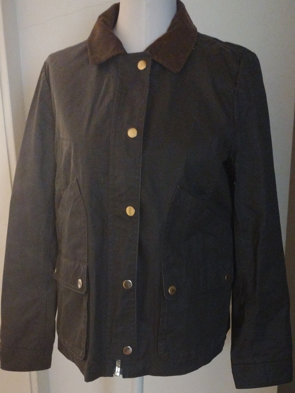 J. Crew Chocolate Brown Chore Coat with Corduroy Collar Size S